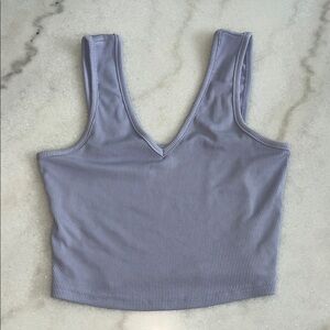 SHEIN V-Neck Ribbed Tank Top - Light Blue